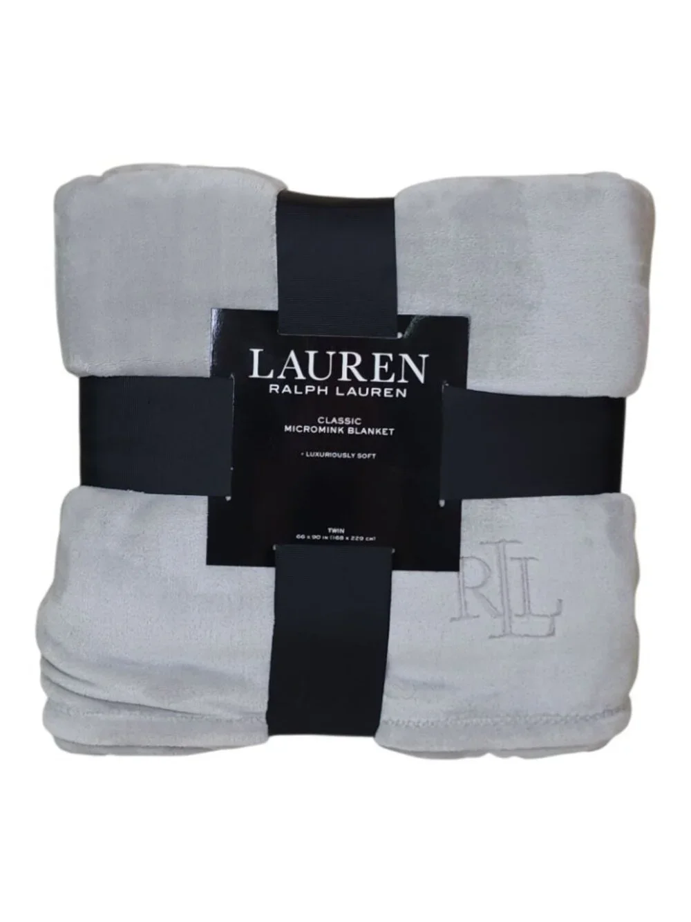 Lauren Ralph Lauren Twin Classic Micromink Blanket Luxuriously Soft 66x90 Gray